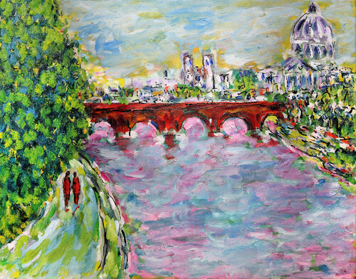 Paris Pont des Arts by Jean Mirre, Painting for Sale on Select