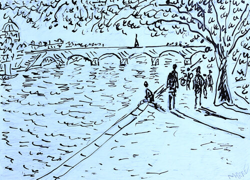 Rive droite by Jean Mirre, Painting for Sale on Select