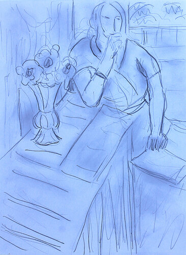 Reading d'après Matisse by Jean Mirre, Painting for Sale on Select