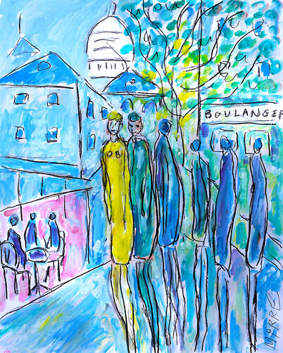 Boulanger à Montmartre by Jean Mirre, Painting for Sale on Select