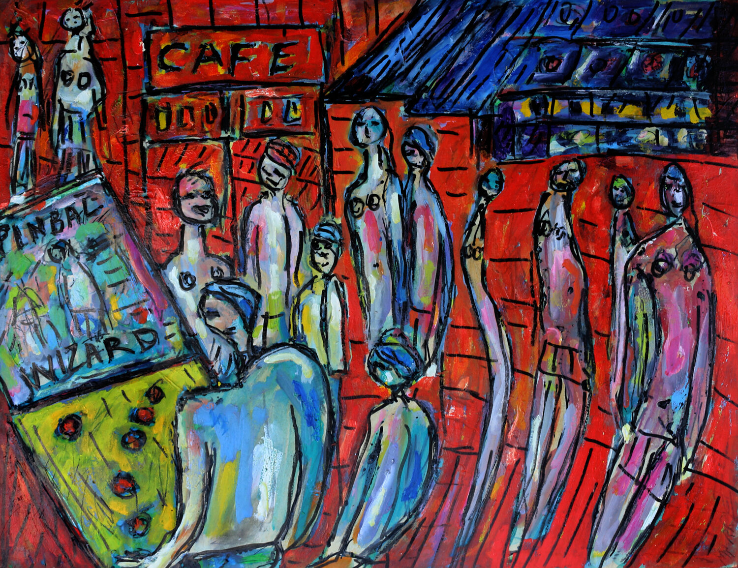 Mean pinball wizard Jean Mirre Original painting for sale