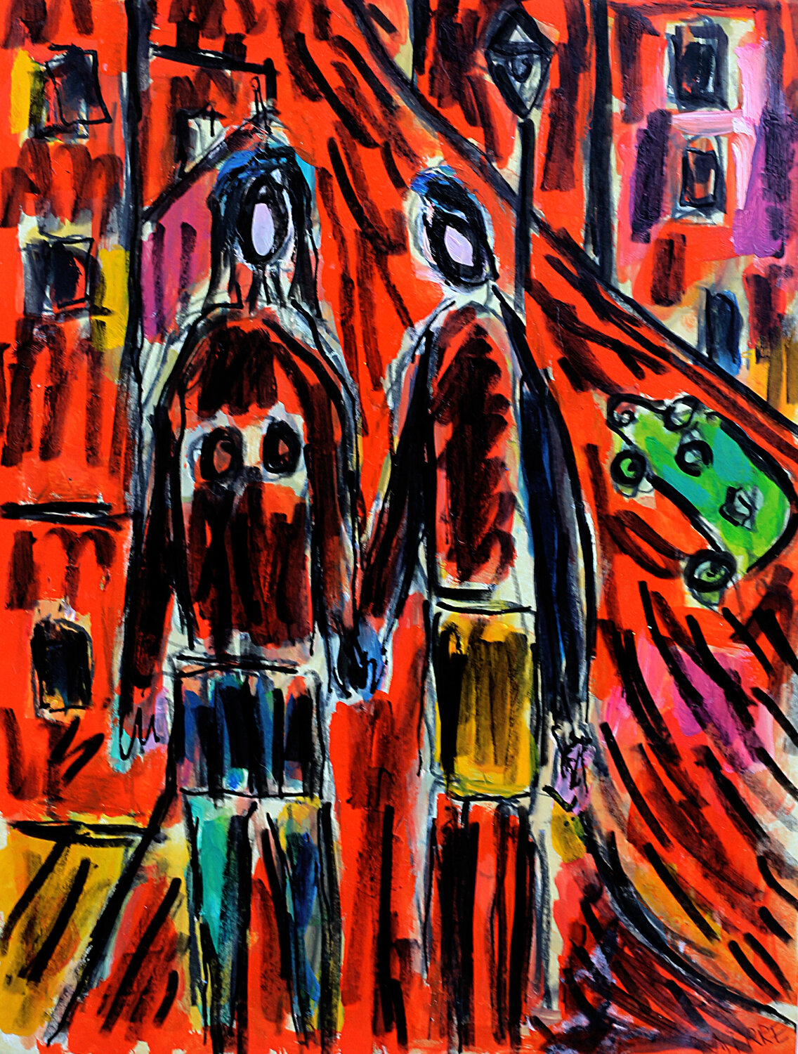 Coppia a Parigi Jean Mirre Original painting for sale