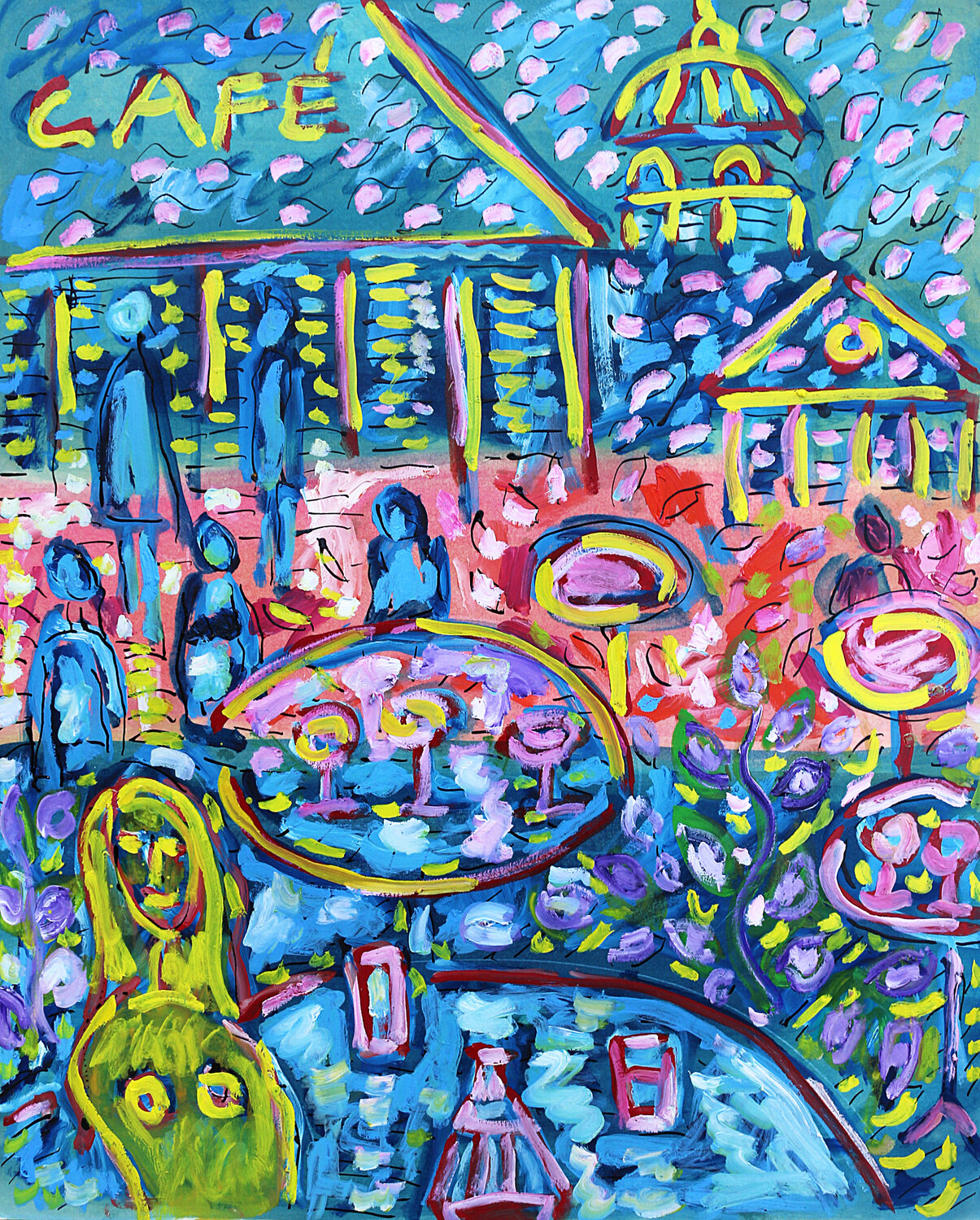 Café proche Jean Mirre Original painting for sale