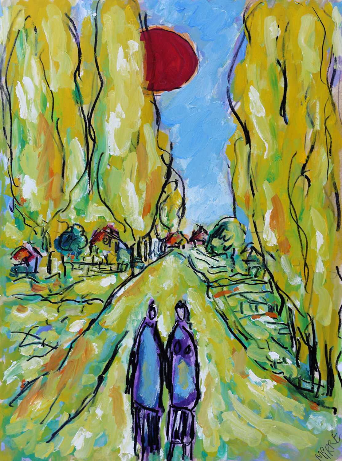 Peupliers Jean Mirre Original painting for sale