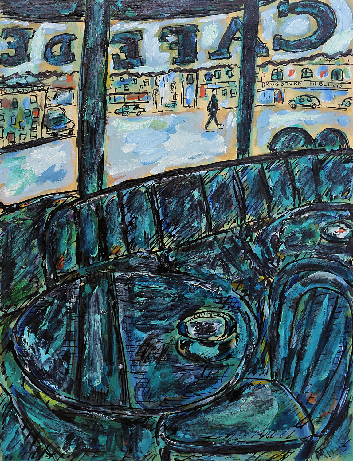 Café Flore de Sieff Jean Mirre Original painting for sale