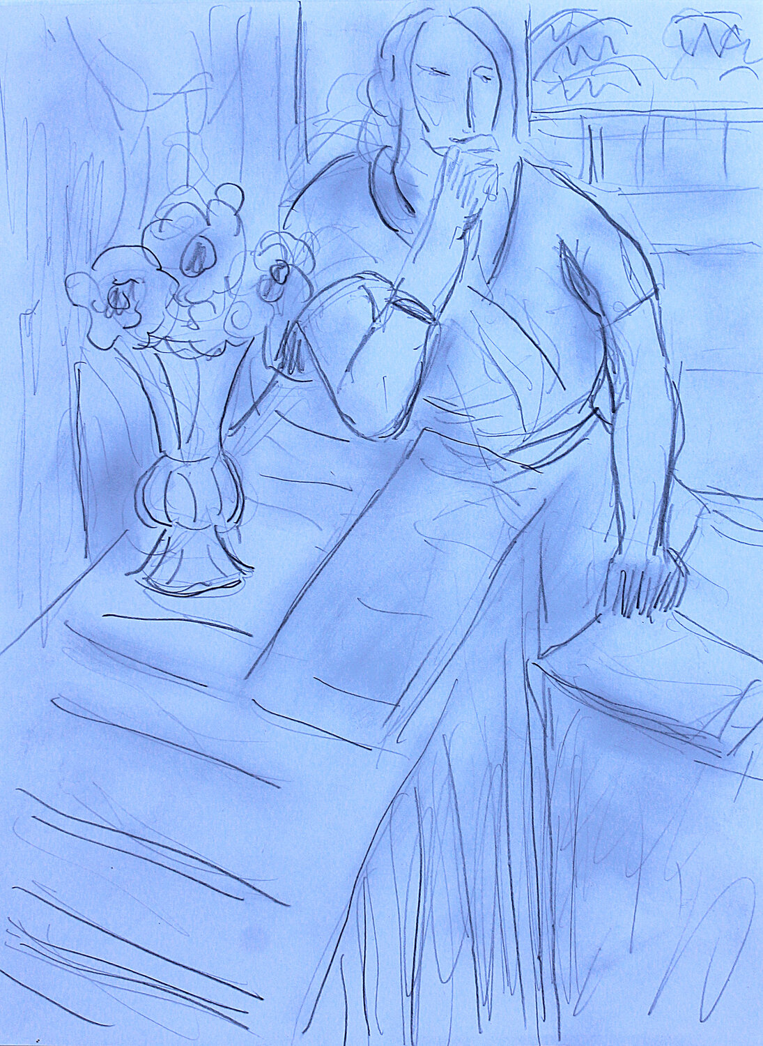 Reading d'après Matisse Jean Mirre Original painting for sale