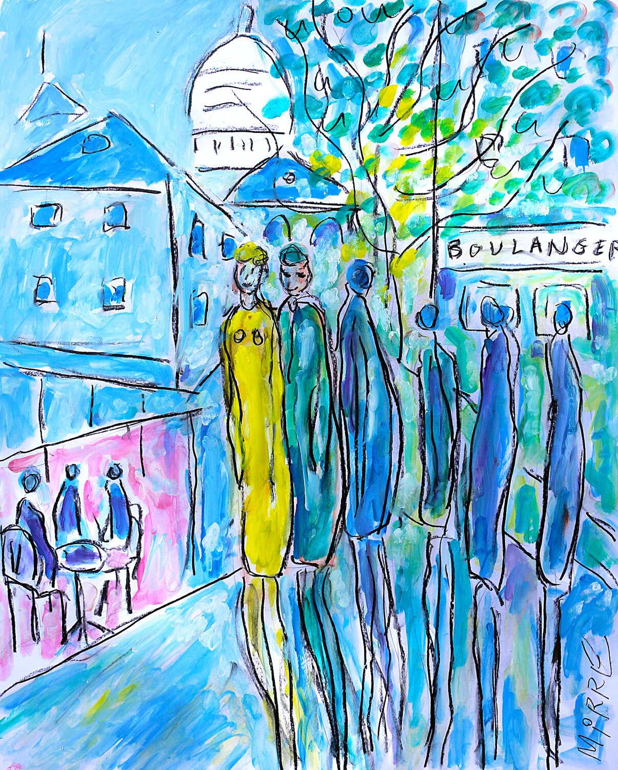 Boulanger à Montmartre Jean Mirre Original painting for sale