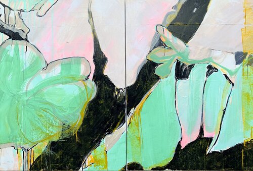 Green Cherry Plum Blossom by Netka Croonenborghs, Painting for Sale on Select