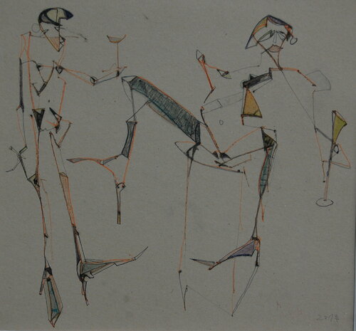Homeparty by Thomas Reich, Drawing for Sale on Select