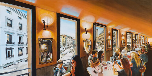 Capriccio Italiano. Padova, piazza della Frutta. by Marco Ronga, Painting for Sale on Select