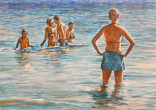 Cinque bagnanti. by Marco Ronga, Painting for Sale on Select