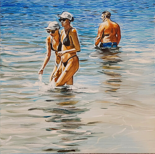 Tre bagnanti by Marco Ronga, Painting for Sale on Select