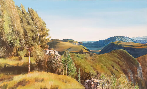 Prato sull'Altopiano (Trittico della Pace - quadro A) by Marco Ronga, Painting for Sale on Select