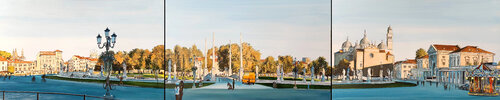 Autunno in Prato della Valle. Trittico by Marco Ronga, Painting for Sale on Select