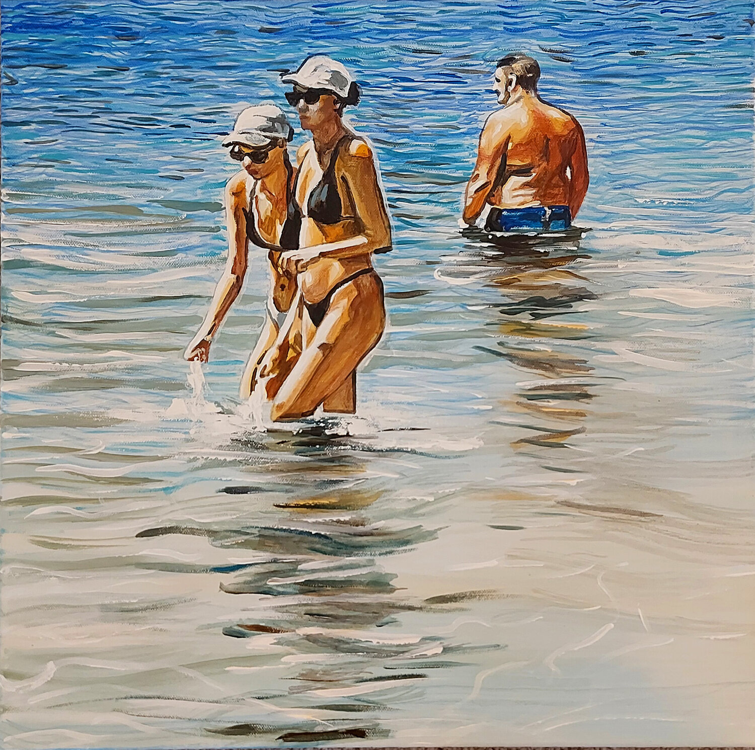 Tre bagnanti Marco Ronga Original painting for sale