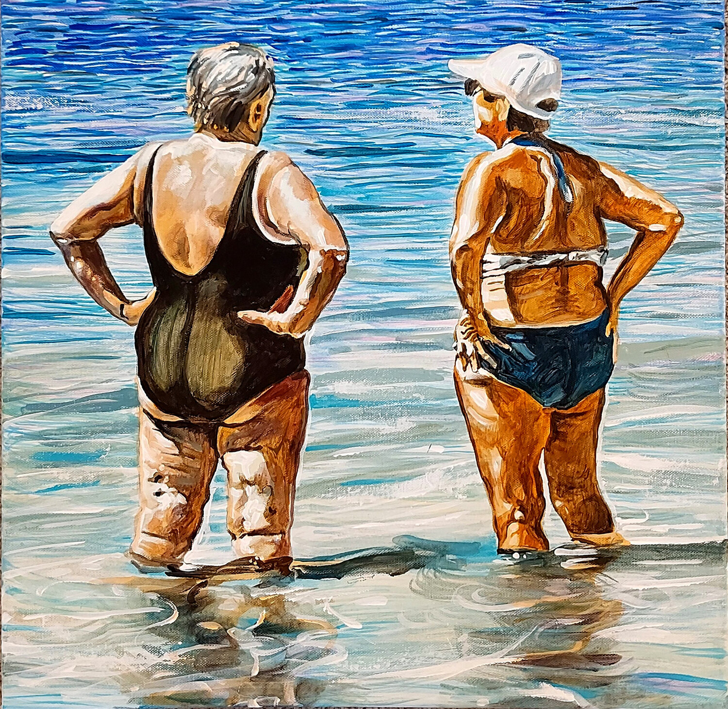 Due bagnanti. Marco Ronga Original painting for sale