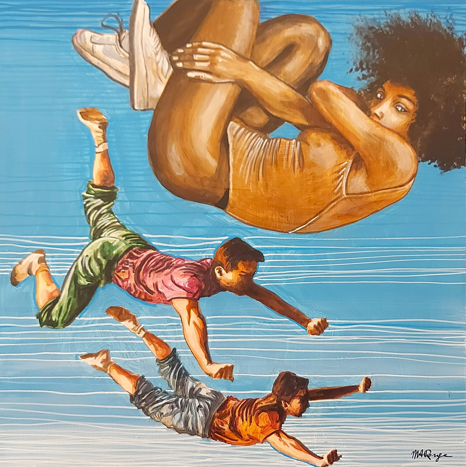 Tre angeli Marco Ronga Original painting for sale