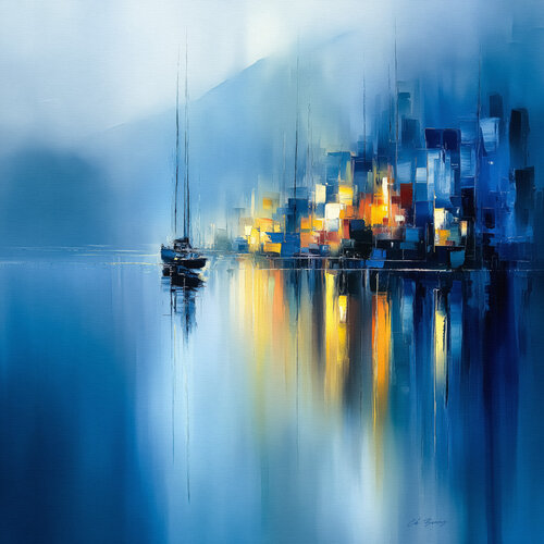 Blue lake by Cheeky Bunny, Painting for Sale on Select