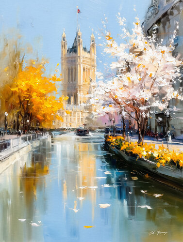 Spring in the city by Cheeky Bunny, Painting for Sale on Select