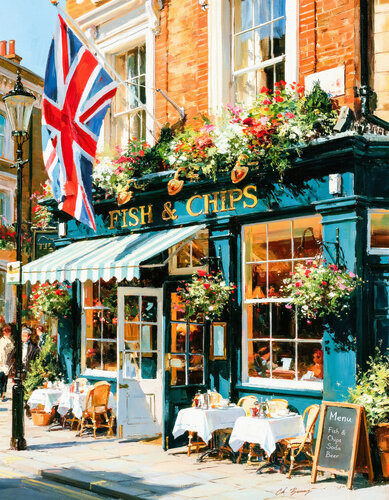 London restaurant by Cheeky Bunny, Painting for Sale on Select