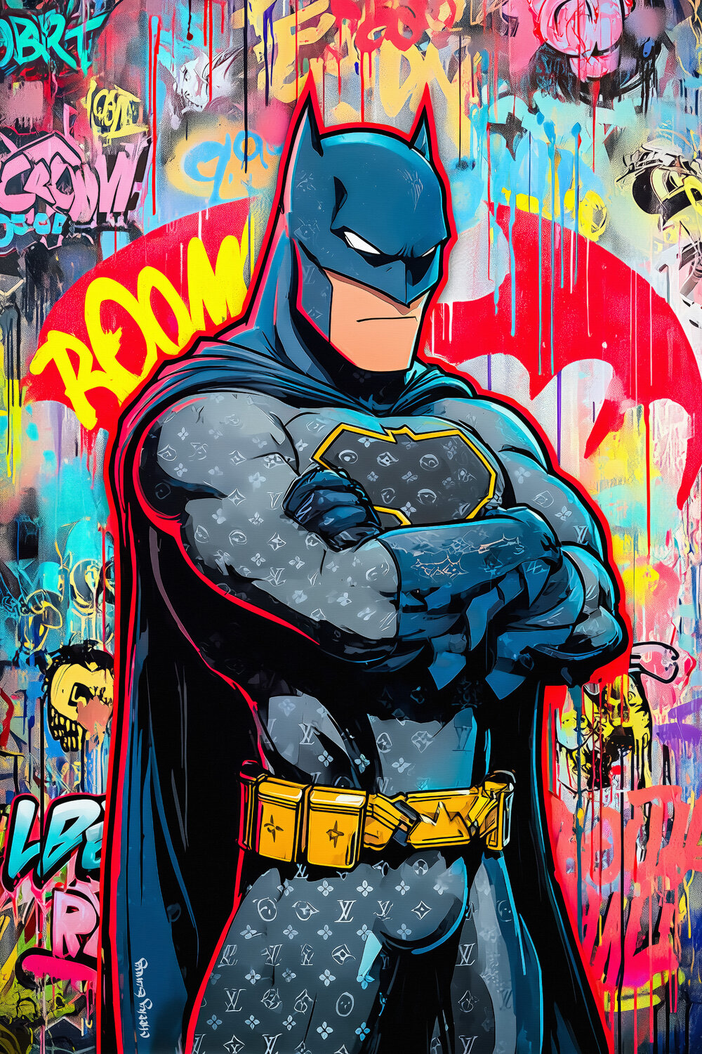 Angry Batman Cheeky Bunny Original painting for sale