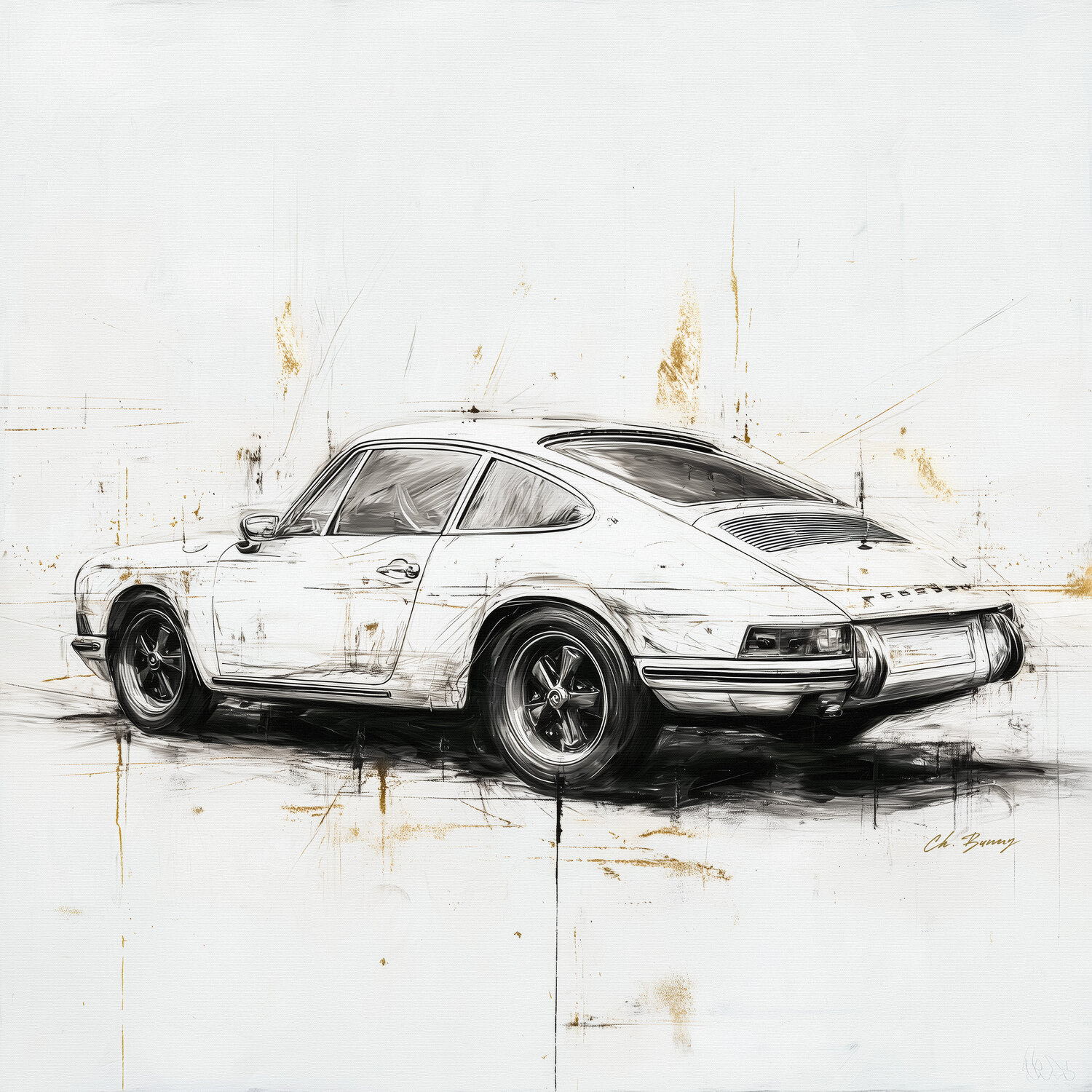 Porche 911 Cheeky Bunny Original painting for sale