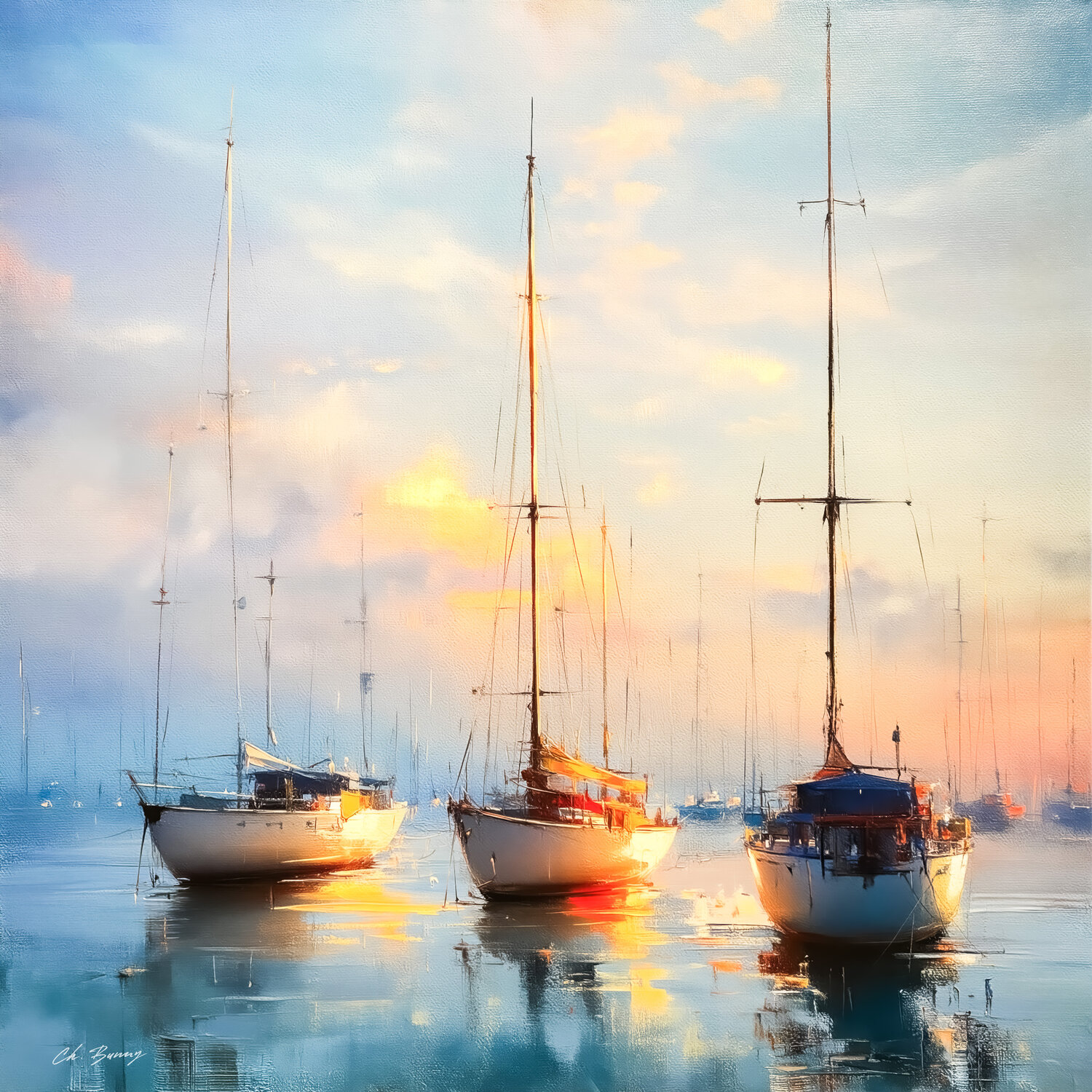 Boats Cheeky Bunny Original painting for sale