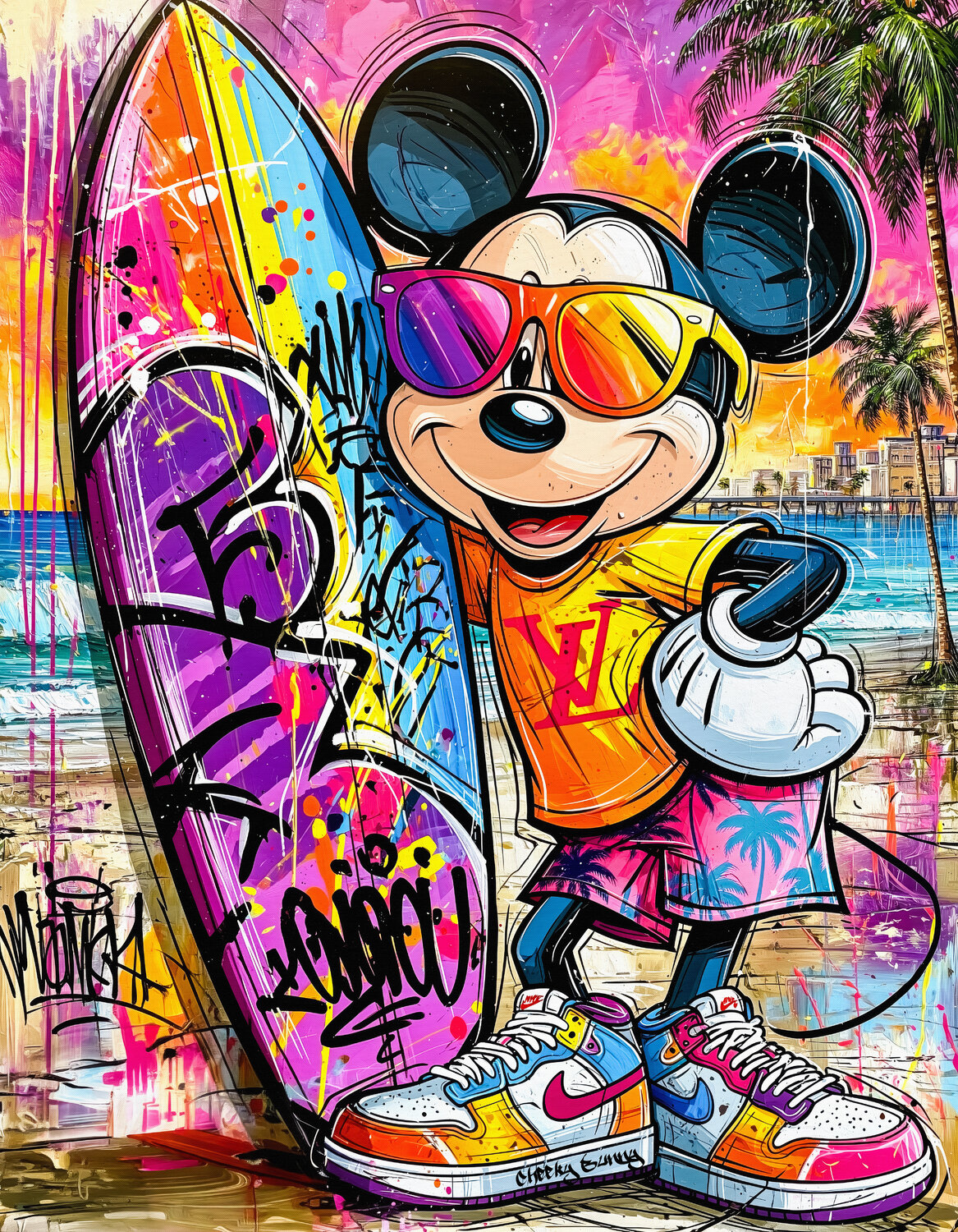Chill on the beach Cheeky Bunny Original painting for sale