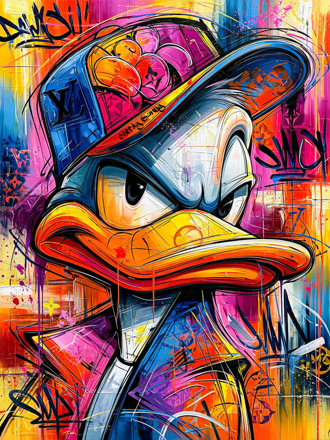 Donald portrait Cheeky Bunny Original painting for sale