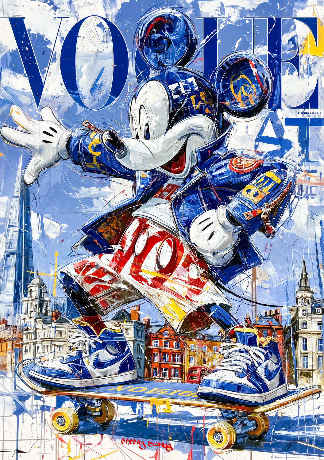 Mickey on the skate Cheeky Bunny Original painting for sale