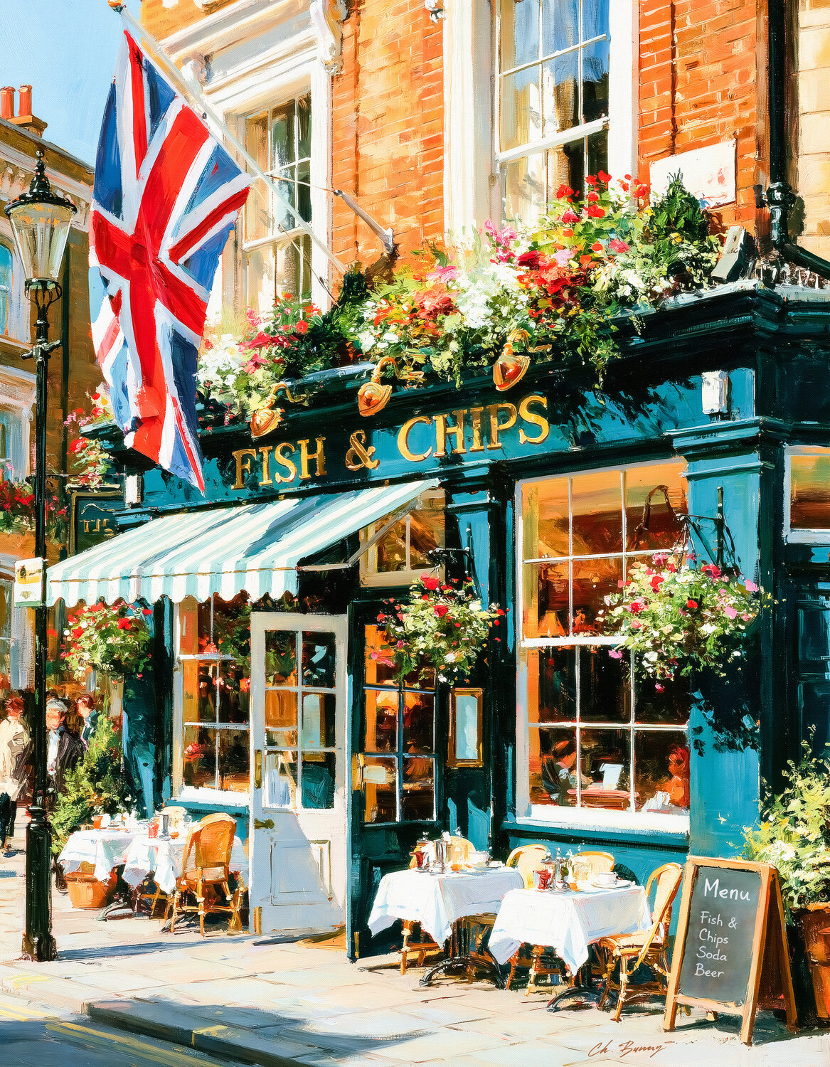 London restaurant Cheeky Bunny Original painting for sale