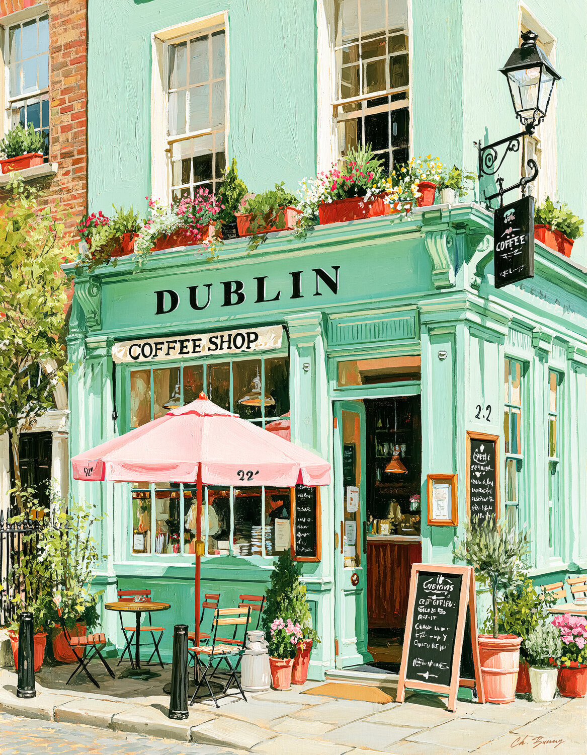 Dublin coffee shop Cheeky Bunny Original painting for sale