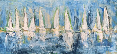 Segelboote 5 by Olya Jonas, Painting for Sale on Select