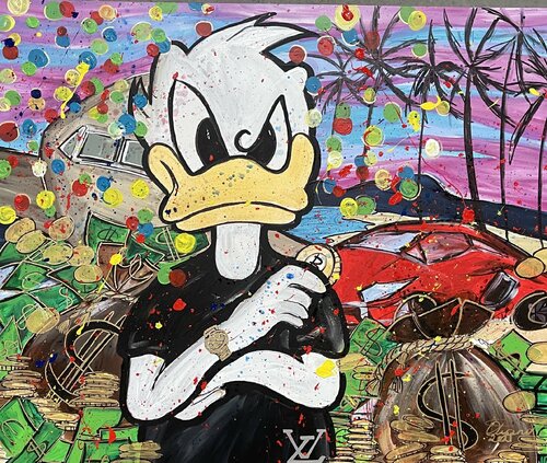 Donald / Comics/ Rich Life/ car by Olya Jonas, Painting for Sale on Select