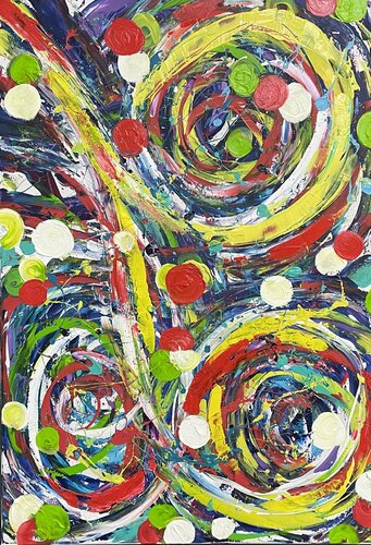 Abstract happy whirlwind by Olya Jonas, Painting for Sale on Select