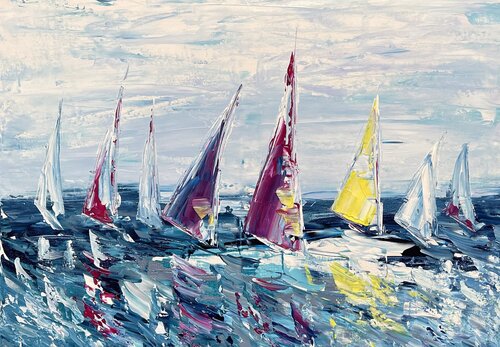 Segelboote/ Sailing / Segelschiffe 29 by Olya Jonas, Painting for Sale on Select