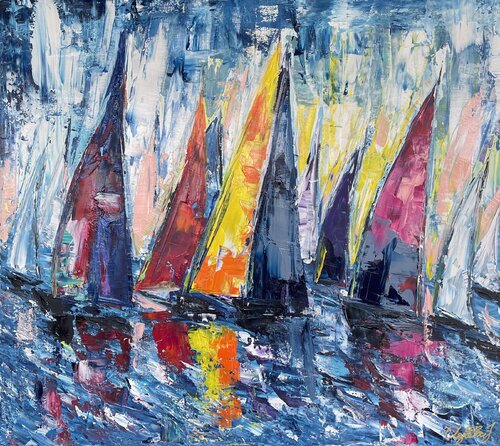 Sailing / ocean / Regatta 235 by Olya Jonas, Painting for Sale on Select