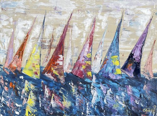 Sailboats / Segelschiffe / Segelboote/ Sailing 963 by Olya Jonas, Painting for Sale on Select