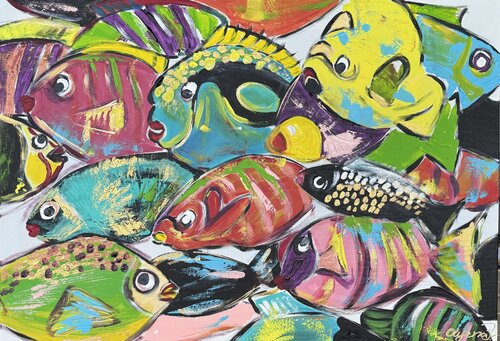 Colorful Fish / ocean / die Fische by Olya Jonas, Painting for Sale on Select