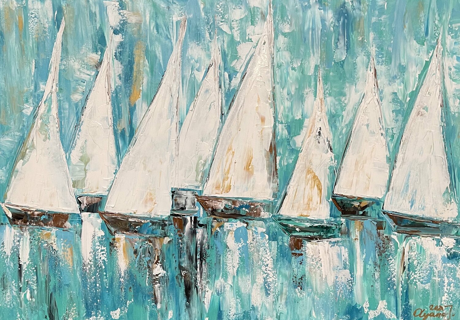Segelboote 7 Olya Jonas Original painting for sale