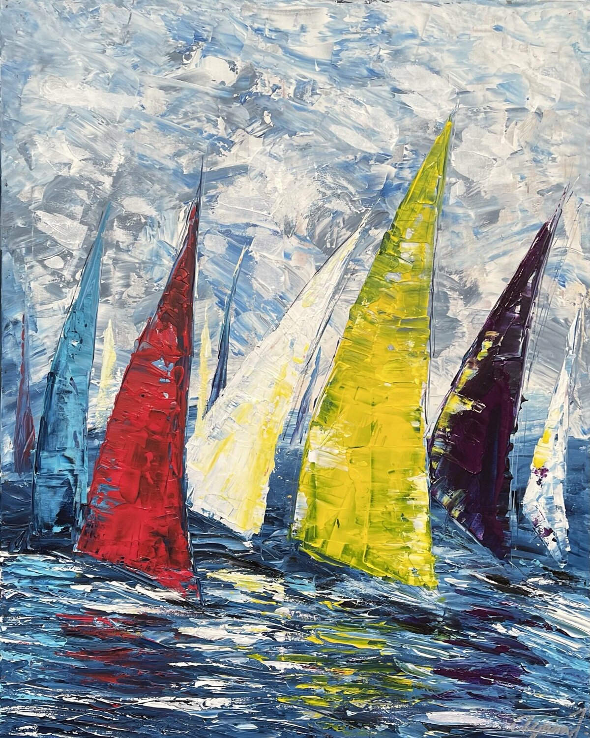 Segelboote 24 / Sailing Olya Jonas Original painting for sale