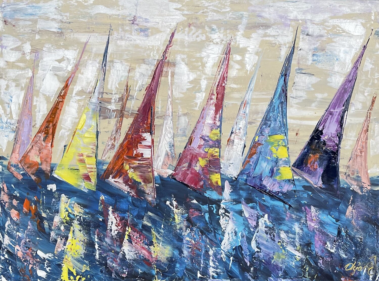 Sailboats / Segelschiffe / Segelboote/ Sailing 963 Olya Jonas Original painting for sale
