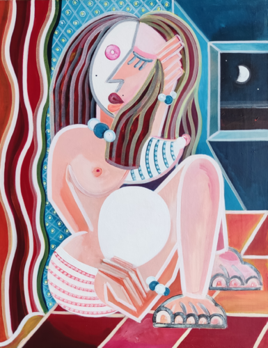 Donna in attesa Code: AC0023GD -  CHINA EDITION DIGITAL  LIMITED SIGNED by Alessandro Cardamone, Painting for Sale on Select