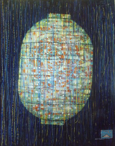 lantern in the rain by Nartana Thomas Holzweiler, Painting for Sale on Select