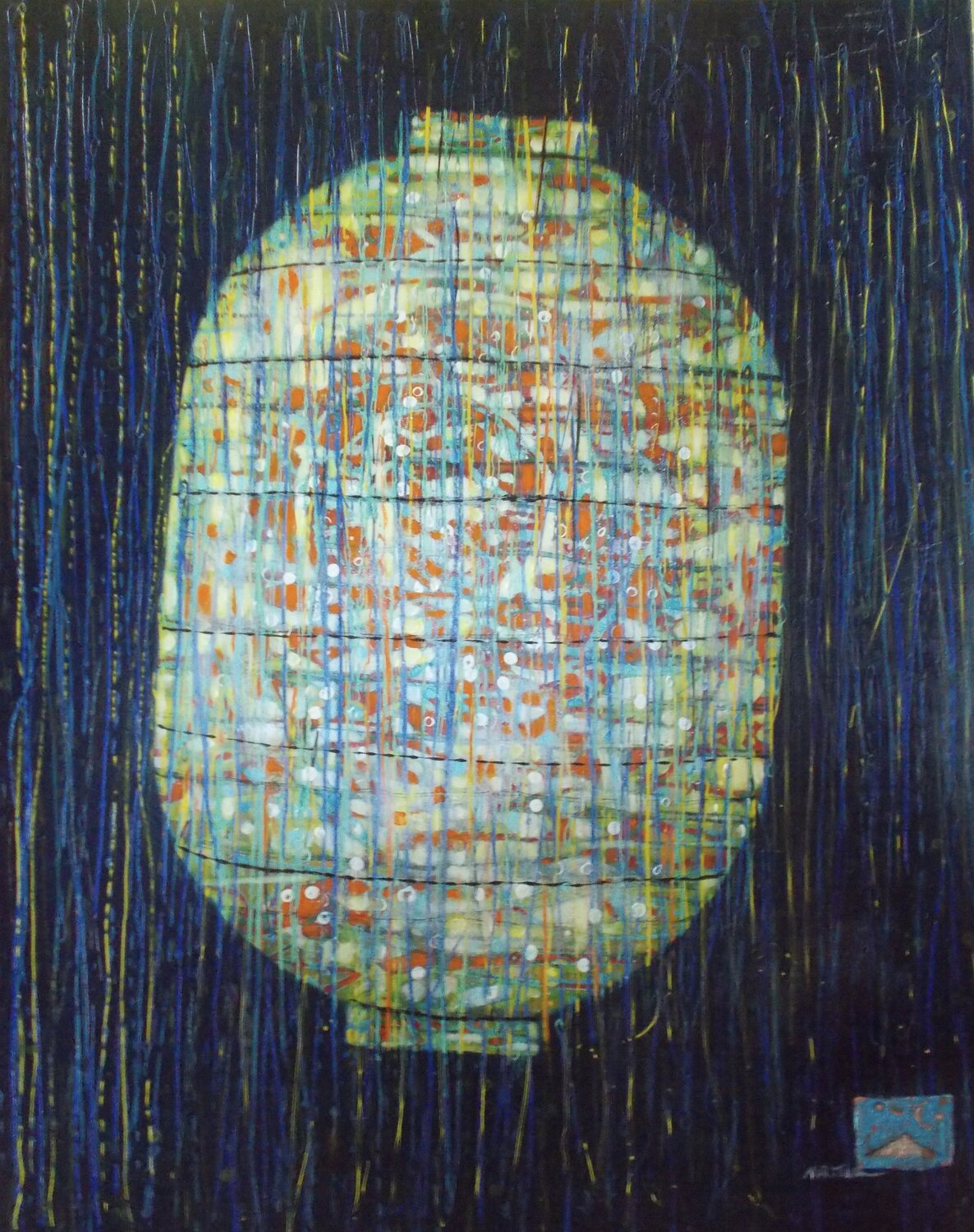 lantern in the rain Nartana Thomas Holzweiler Original painting for sale
