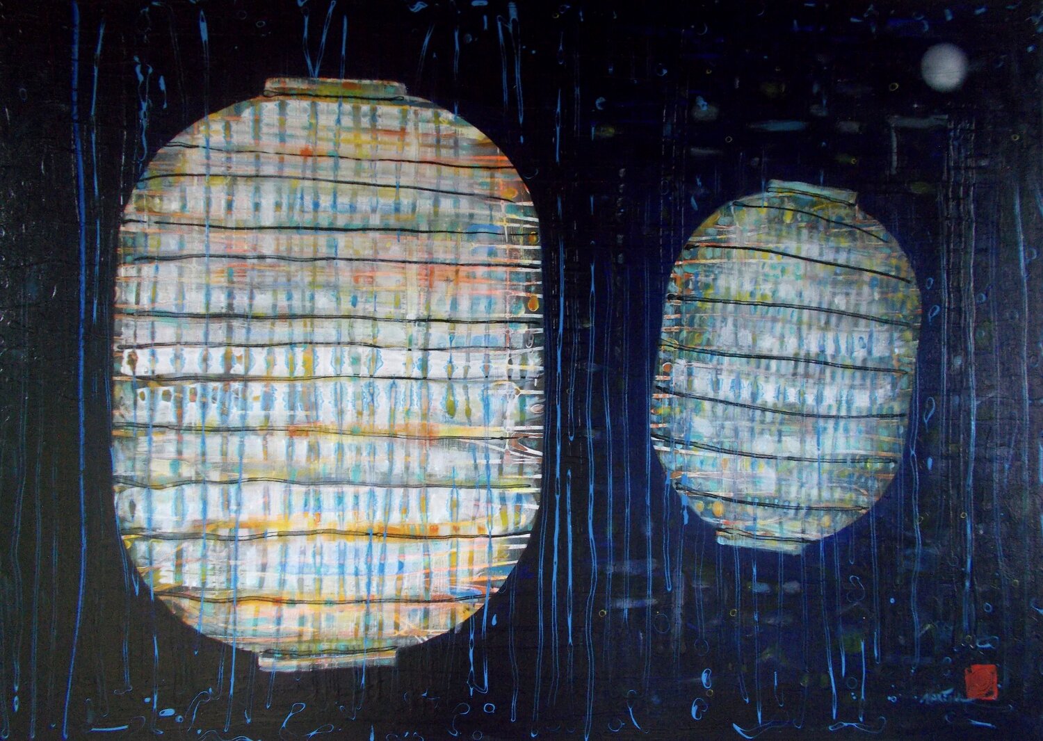 BIG and small lanterns Nartana Thomas Holzweiler Original painting for sale