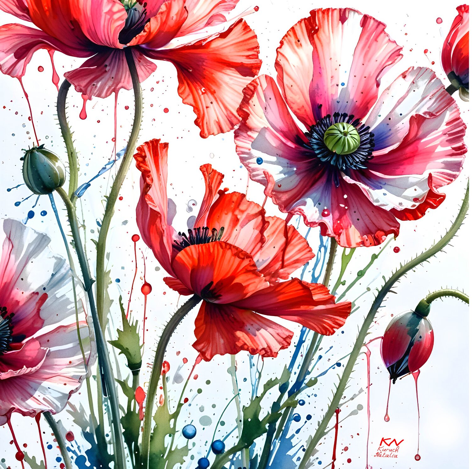 Flower vibration Natalia Kuruch Original painting for sale
