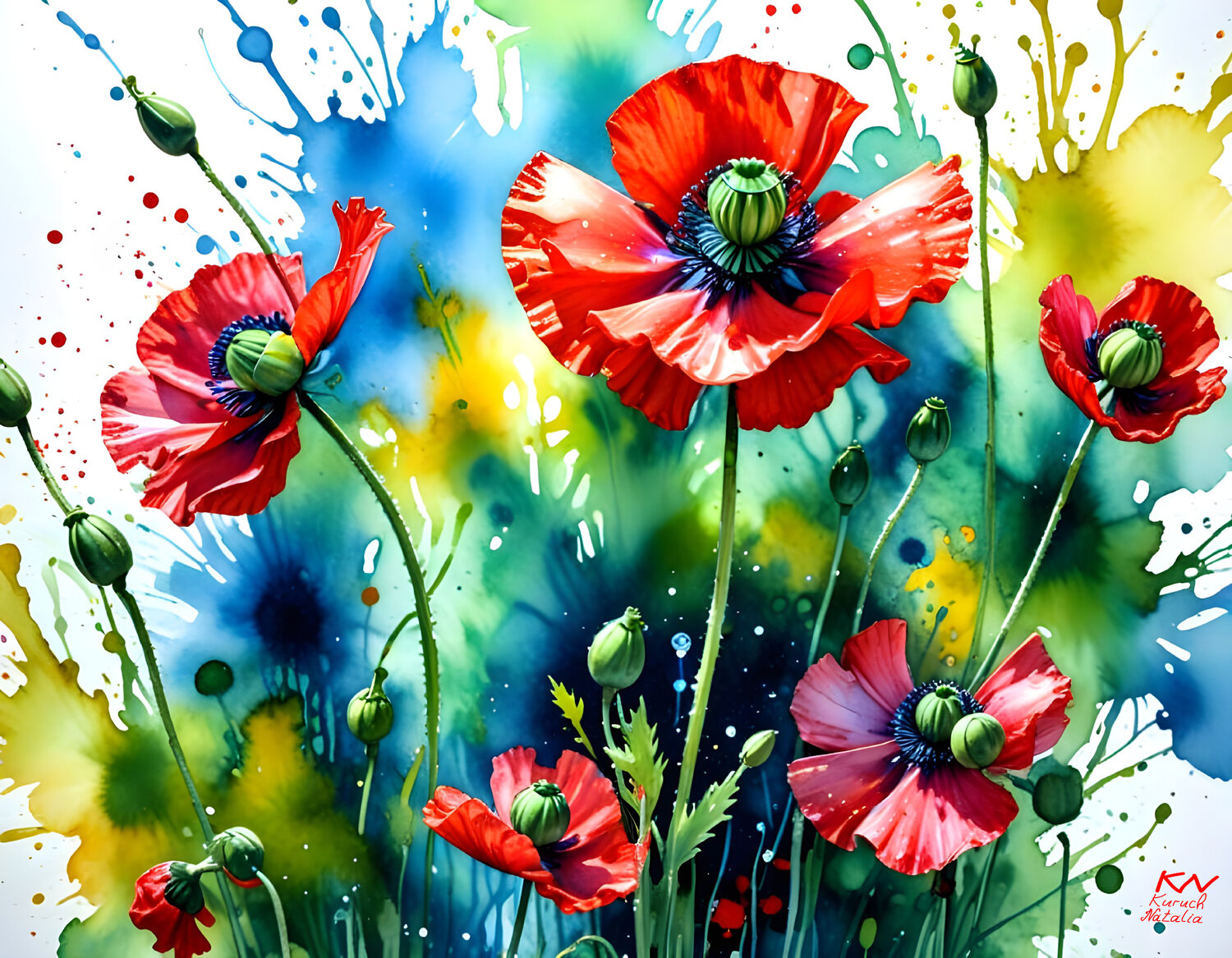Dance of flowers Natalia Kuruch Original painting for sale
