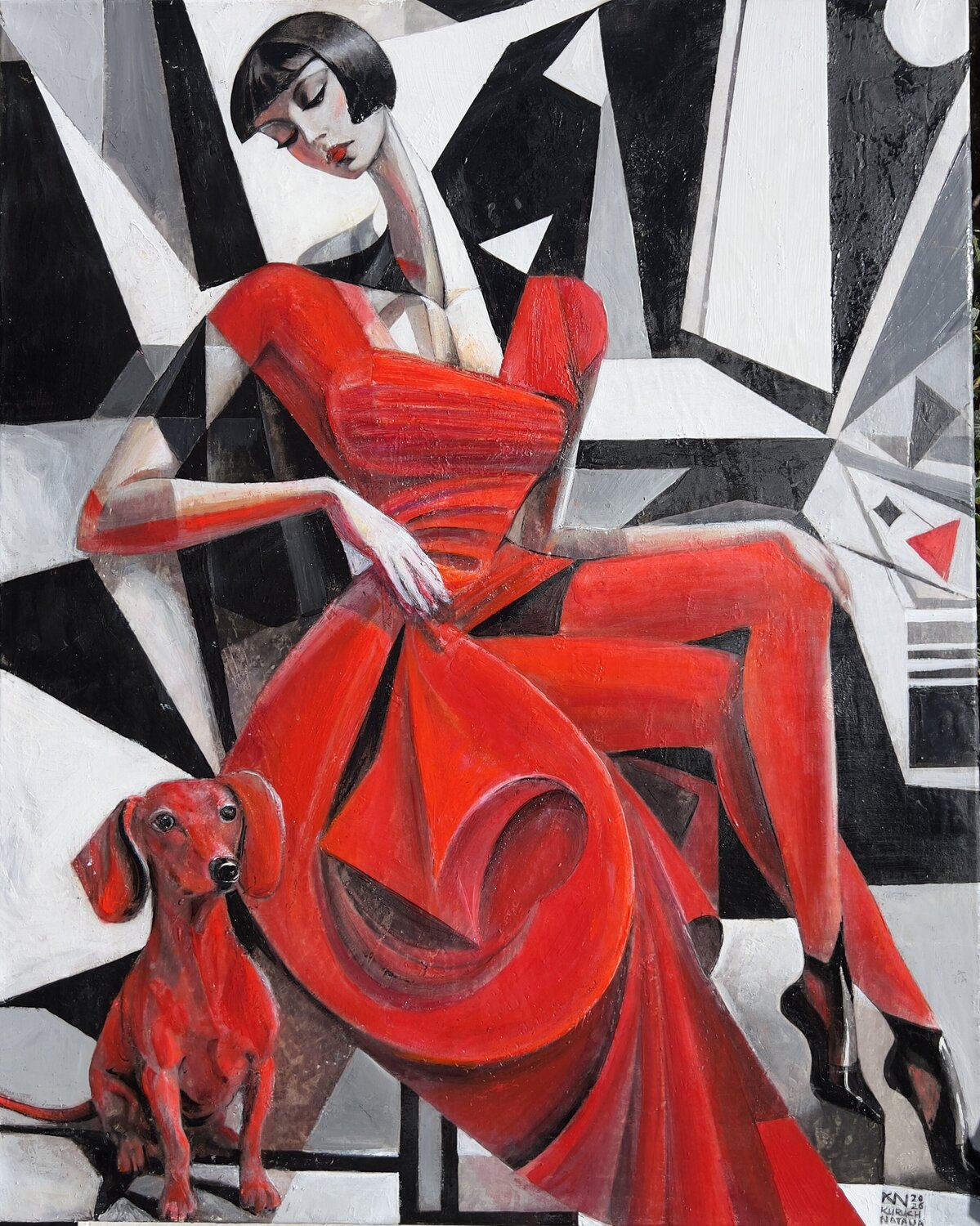 I  Duo in Red Natalia Kuruch Original painting for sale