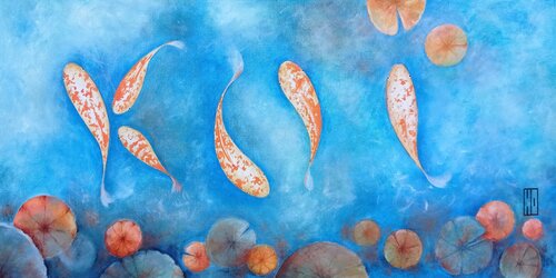 Moon koï by Hubert Ollivier, Painting for Sale on Select